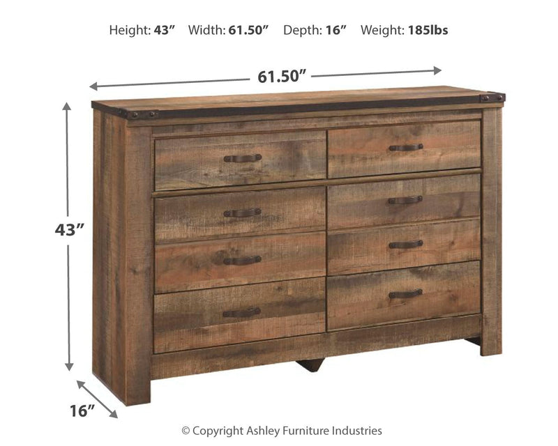 Trinell Queen Poster Bed with Dresser and 2 Nightstands in Brown - PKG005101