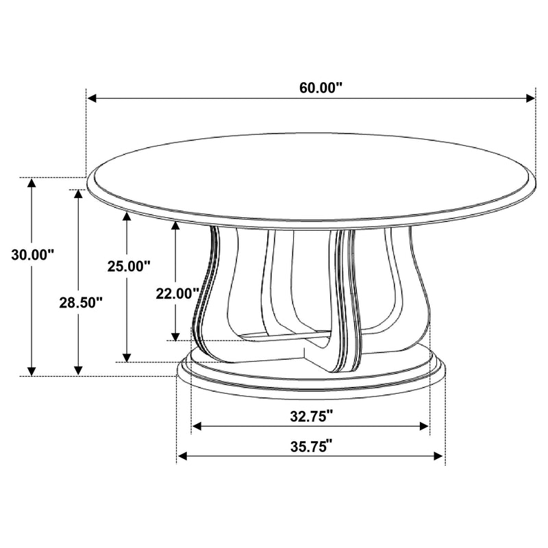 Trofello Round 60-inch Pedestal Dining Table White Washed - 123120