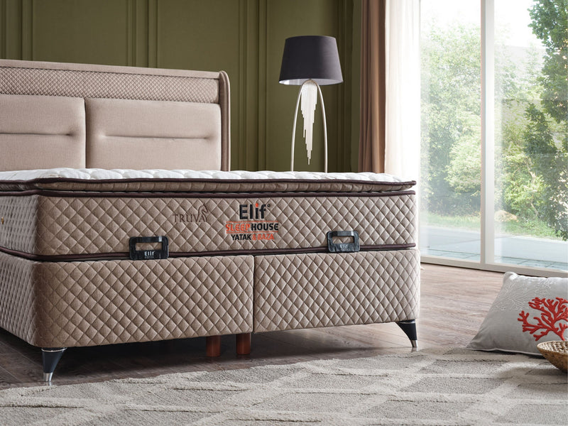 Truva Storage Bed With Headboard - Twin in Beige - 200-ELIF-90-EY236-SB