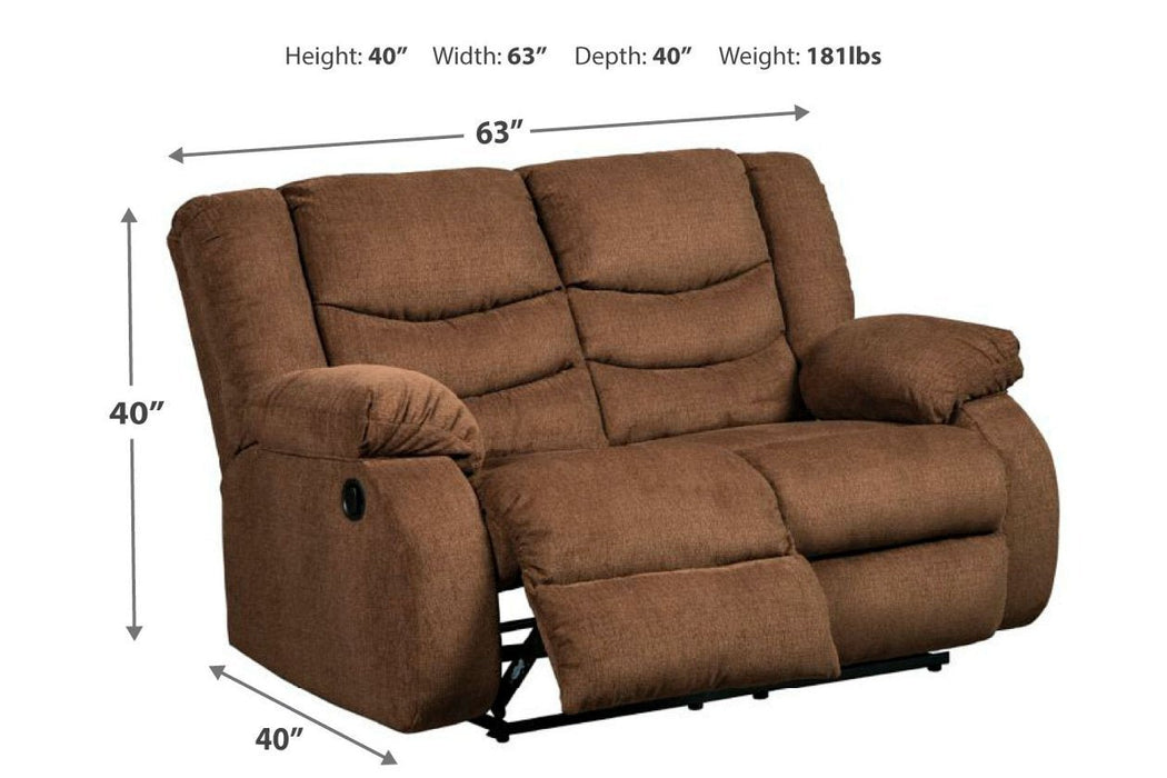 Tulen Chocolate Reclining Loveseat - Gate FurnitureLoveseat