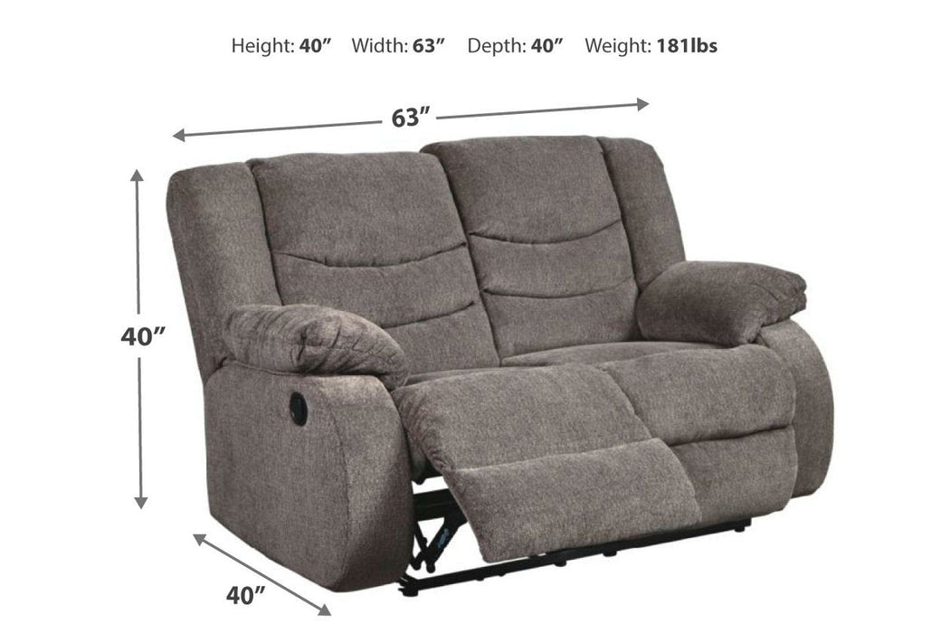 Tulen Gray Reclining Loveseat - Gate FurnitureLoveseat