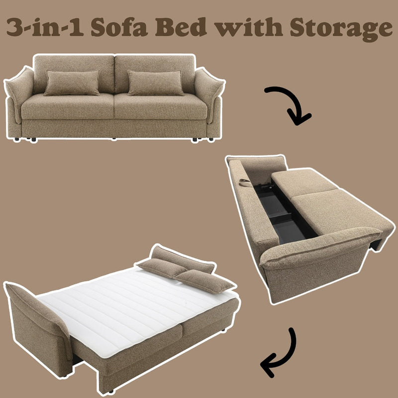 Turpin Sofa w/Sleeper, 2 Pillows & Storage - LV07230