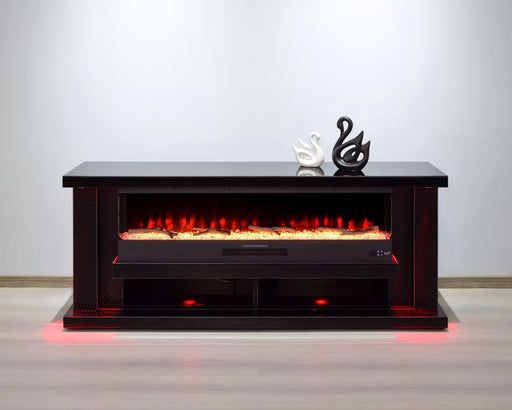 TVS118 Modern Black Electric Fireplace TV Stand (71" x 16" x 29") With Bluetooth Speaker - 210000007950