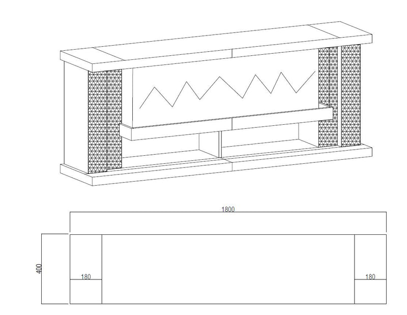 TVS118 Modern Black Electric Fireplace TV Stand (71" x 16" x 29") With Bluetooth Speaker - 210000007950