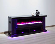 TVS118 Modern Black Electric Fireplace TV Stand (71" x 16" x 29") With Bluetooth Speaker - 210000007950