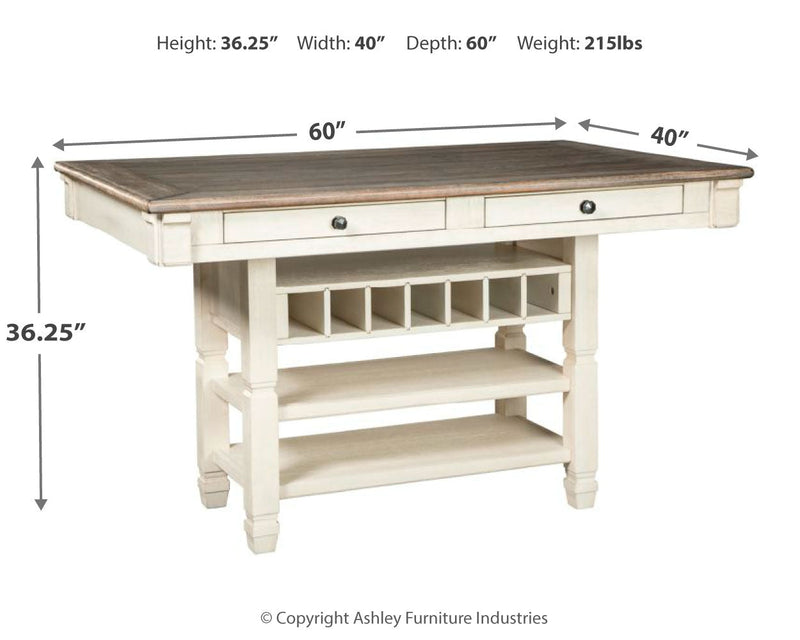 Two-tone Bolanburg Counter Height Dining Table and 4 Barstools - PKG014019
