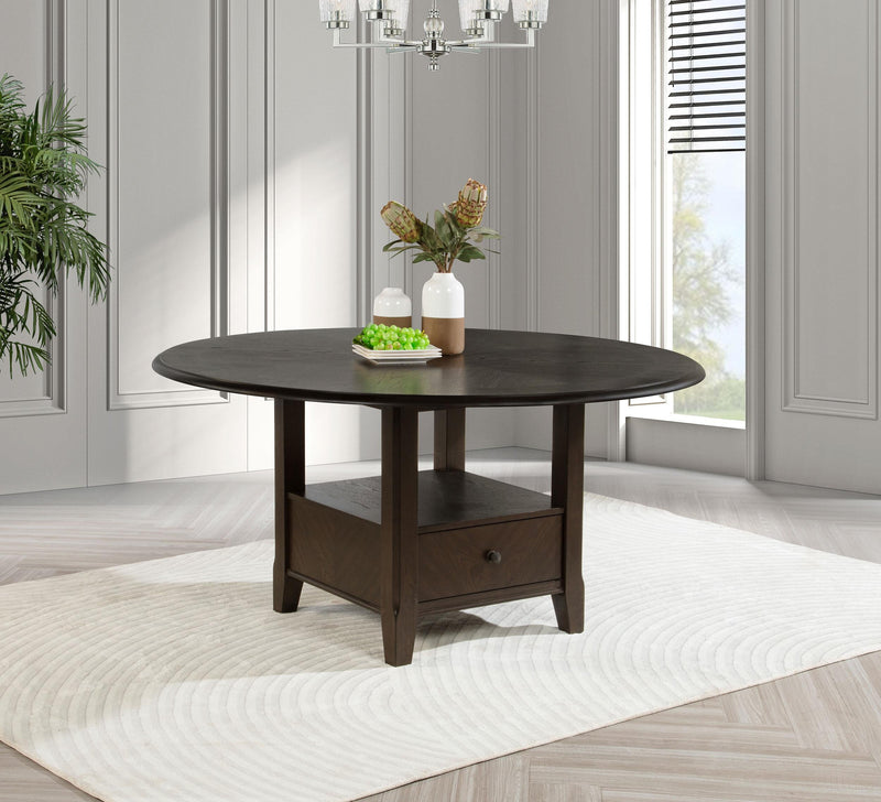 Twyla 60-inch Round Dining Table with Drawer Dark Cocoa - 115100