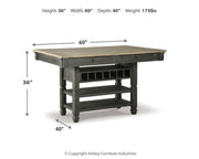 Tyler Creek Black/Grayish Brown Counter Height Table with 4 Barstools, Server and Display Cabinet - D736D13