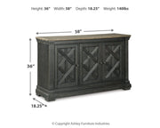 Tyler Creek Black/Grayish Brown Counter Height Table with 4 Barstools, Server and Display Cabinet - D736D13