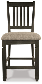 Tyler Creek Black/Grayish Brown Counter Height Table with 4 Barstools, Server and Display Cabinet - D736D13