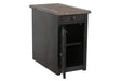 Tyler Creek Grayish Brown/Black Chairside End Table with USB Ports & Outlets - Gate FurnitureEnd Table Chair Side