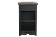 Tyler Creek Grayish Brown/Black Chairside End Table with USB Ports & Outlets - Gate FurnitureEnd Table Chair Side