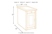 Tyler Creek Grayish Brown/Black Chairside End Table with USB Ports & Outlets - Lara FurnitureEnd Table Chair Side