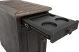 Tyler Creek Grayish Brown/Black Chairside End Table with USB Ports & Outlets - Gate FurnitureEnd Table Chair Side
