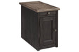 Tyler Creek Grayish Brown/Black Chairside End Table with USB Ports & Outlets - Gate FurnitureEnd Table Chair Side