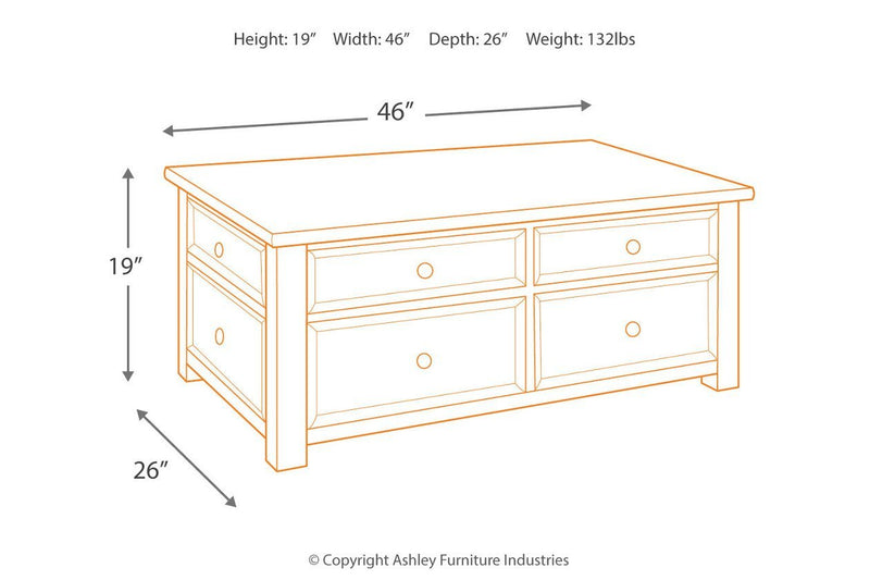 Tyler Creek Grayish Brown/Black Coffee Table with Lift Top - Lara FurnitureCoffee Table