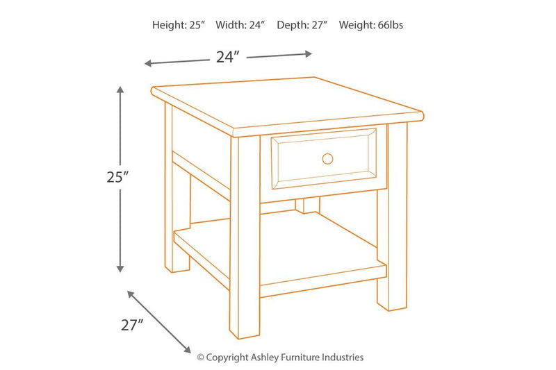 Tyler Creek Grayish Brown/Black End Table - Lara FurnitureEnd Table
