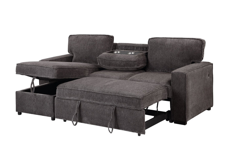 U0203 Dark Grey Reversible Pull Out Sofa Bed - U0203-DARK GREY-REV PULL OUT SOFA BED-N