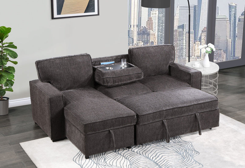 U0203 Dark Grey Reversible Pull Out Sofa Bed - U0203-DARK GREY-REV PULL OUT SOFA BED-N