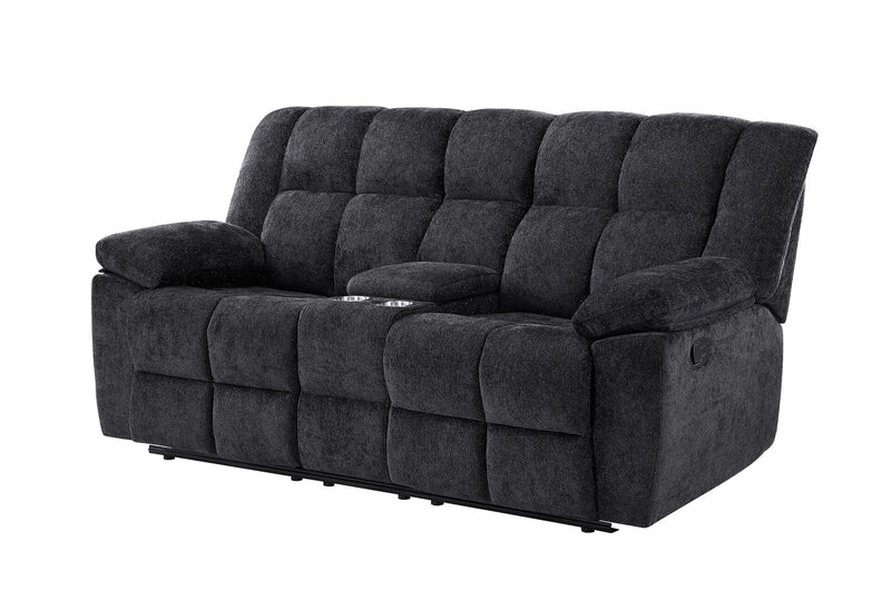 U6000 Black Console Reclining Loveseat - U6000-BLACK-CRLS-N