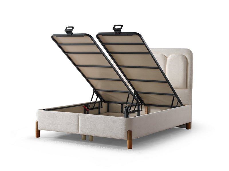 Uludag Storage Bed With Headboard - Queen in Cream - 200-ELIF-ULU-150-EY322-SB