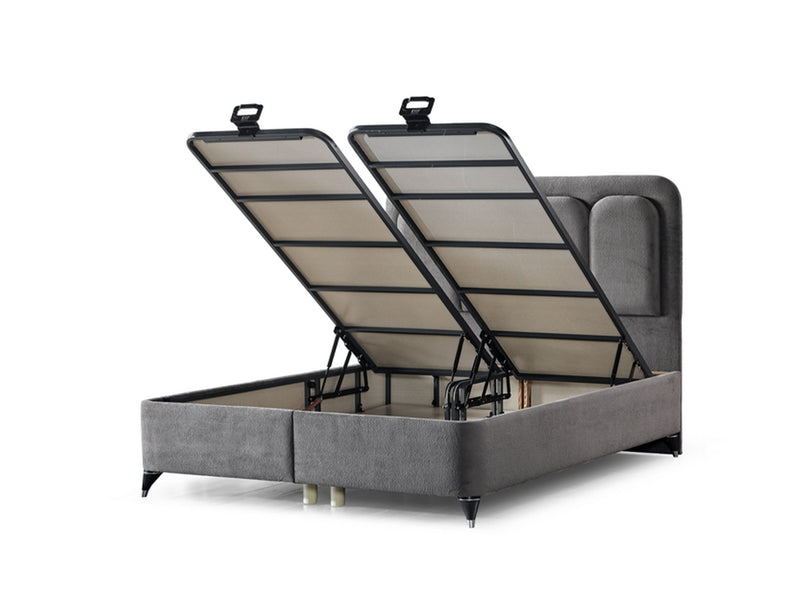 Uludag Storage Bed With Headboard - Twin in Cream - 200-ELIF-ULU-90-EY322-SB