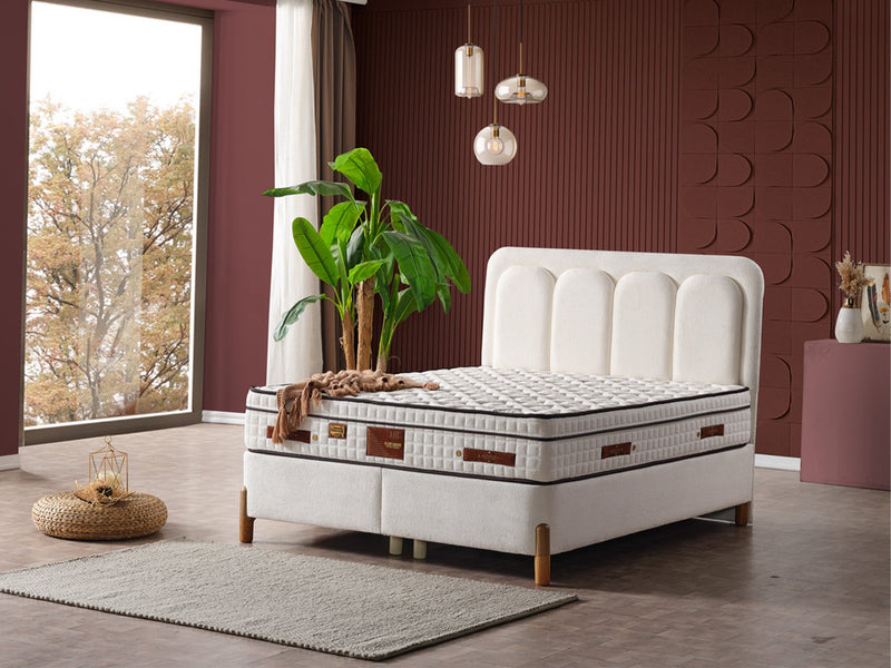 Uludag Storage Bed With Headboard - Twin in Cream - 200-ELIF-ULU-90-EY322-SB
