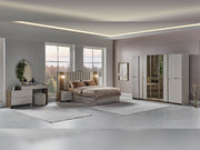 Urgup Bedroom (Queen Frame With Headboard & Dresser With Mirror & Ottoman & 2 Nightstand) - 200-URG-150-QB-SET