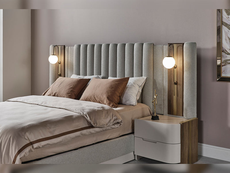 Urgup Bedroom (Queen Frame With Headboard & Dresser With Mirror & Ottoman & 2 Nightstand) - 200-URG-150-QB-SET