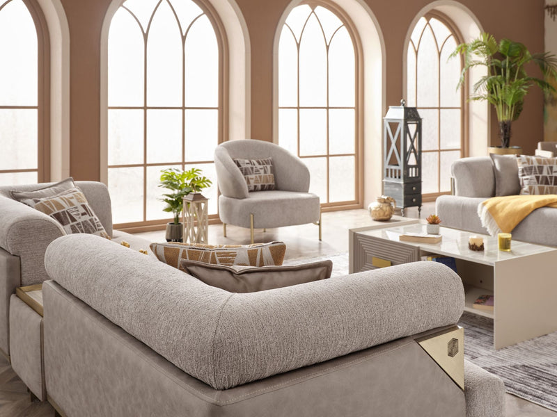 Urla Stationary Module Sofa Cream in Cream - 101-URL-ANG04-3M