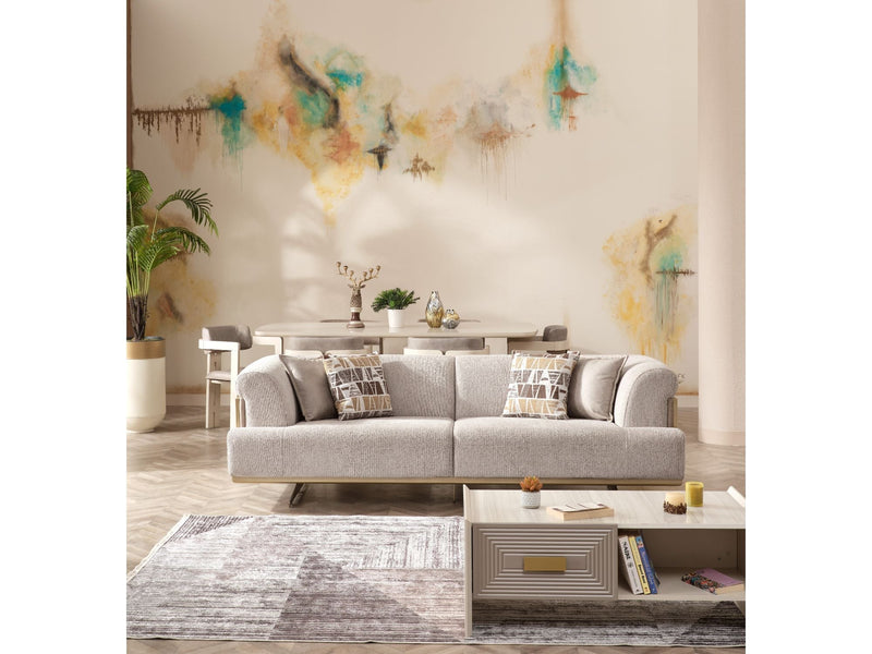 Urla Stationary Sofa Cream in Cream - 101-URL-ANG04-3