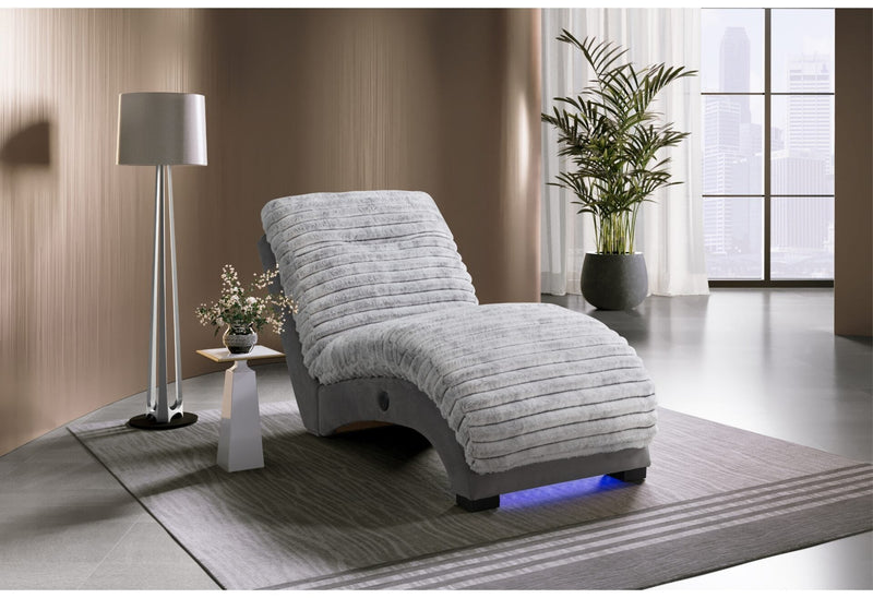 Dominic Nickel/Grey 36 Chaise With Usb - DOMINIC-NICKEL/GREY 36-CHS W/ USB-N