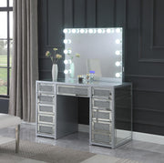 V - Hollywood Silver Vanity Desk W/ Bluetooth Hollywood Mirror - V450