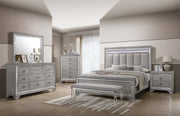Vail Gray King LED Upholstered Panel Bed - Lara FurnitureKing Bed