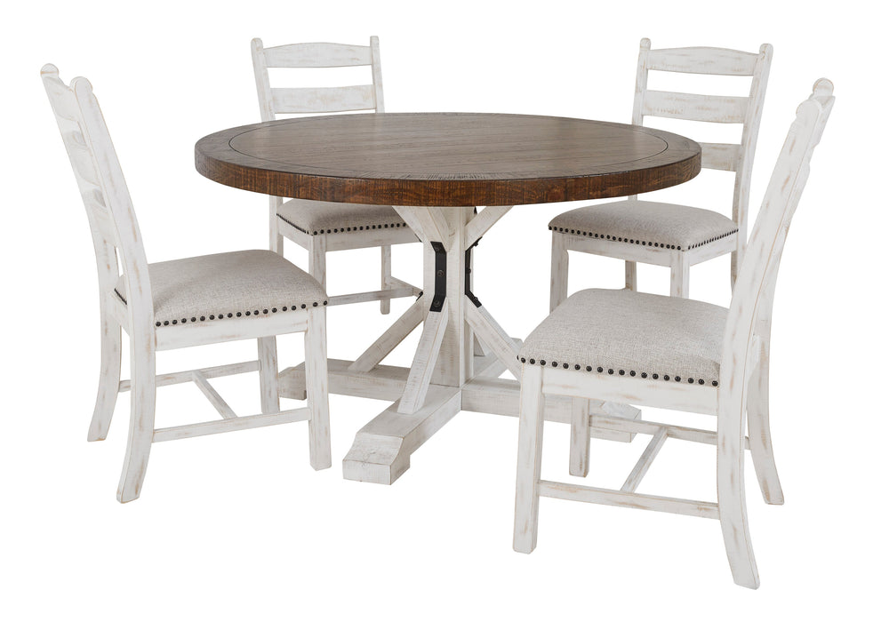 Valebeck Beige/White 5 - Piece Round Dining Set - Gate FurnitureDining Room Set