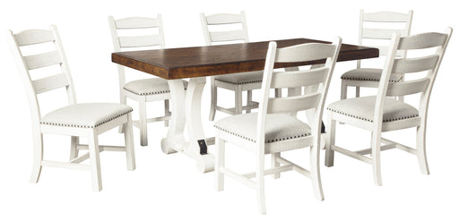 Valebeck Beige/White Rectangular Dining Set - Gate FurnitureDining Room Set