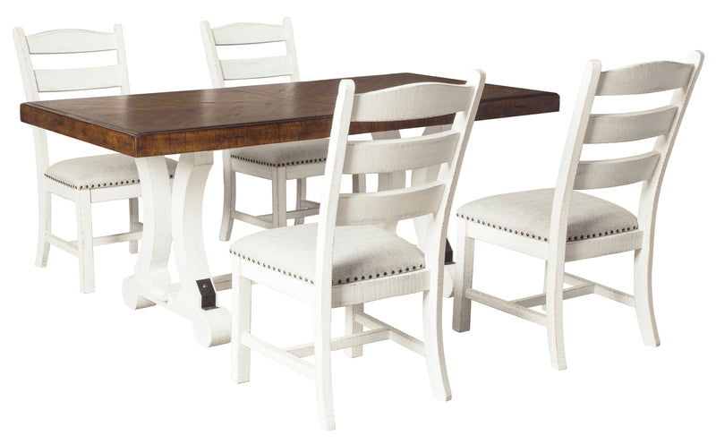 Valebeck Beige/White Rectangular Dining Set - Lara FurnitureDining Room Set