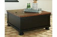 Valebeck Black/Brown Coffee Table with Lift Top - Gate FurnitureCoffee Table