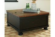 Valebeck Black/Brown Coffee Table with Lift Top - Lara FurnitureCoffee Table