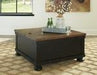 Valebeck Black/Brown Coffee Table with Lift Top - Gate FurnitureCoffee Table