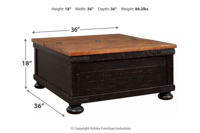 Valebeck Black/Brown Coffee Table with Lift Top - Lara FurnitureCoffee Table