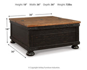 Valebeck Coffee Table with 1 End Table in Black/Brown - PKG008771
