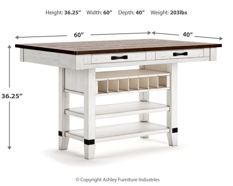 Valebeck Multi Counter Height Dining Table and 6 Barstools - D546D33