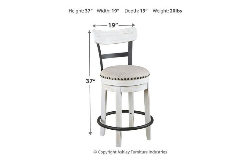Valebeck White Counter Height Bar Stool - Lara FurnitureBarstool