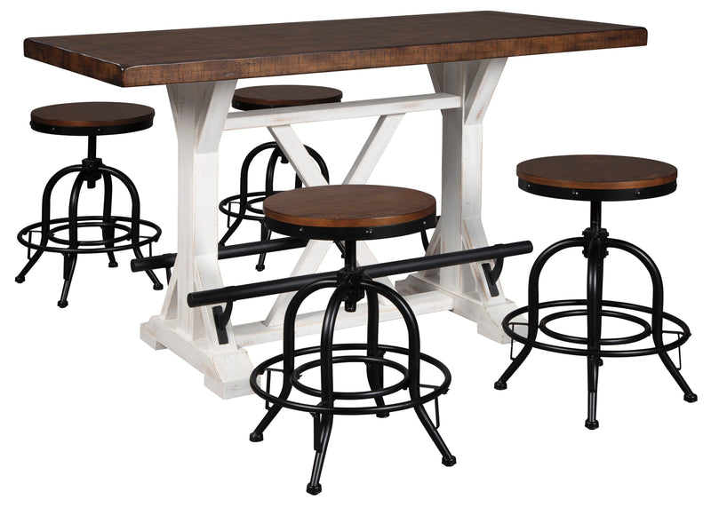 Valebeck White/Brown 5 - Piece Counter Height Set w/ Stools - Lara FurnitureCounter Height Set