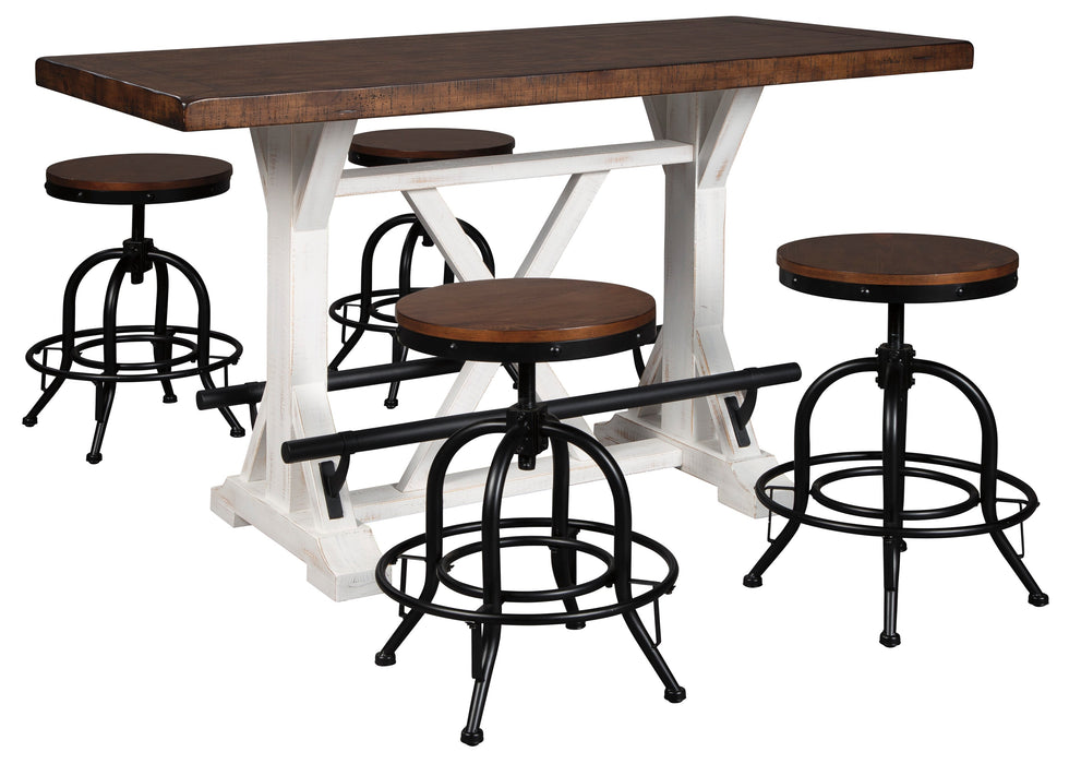 Valebeck White/Brown 5 - Piece Counter Height Set w/ Stools - Gate FurnitureCounter Height Set