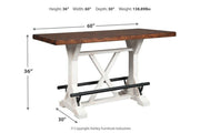Valebeck White/Brown Counter Height Dining Table - Lara FurnitureCounter Height Table