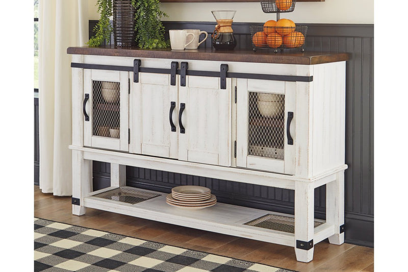 Valebeck White/Brown Dining Server - Lara FurnitureCabinet