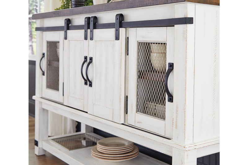 Valebeck White/Brown Dining Server - Lara FurnitureCabinet