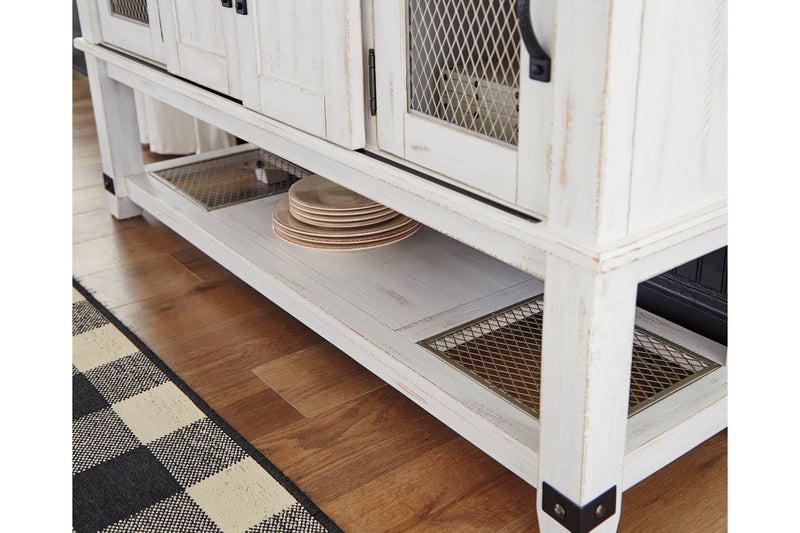 Valebeck White/Brown Dining Server - Lara FurnitureCabinet